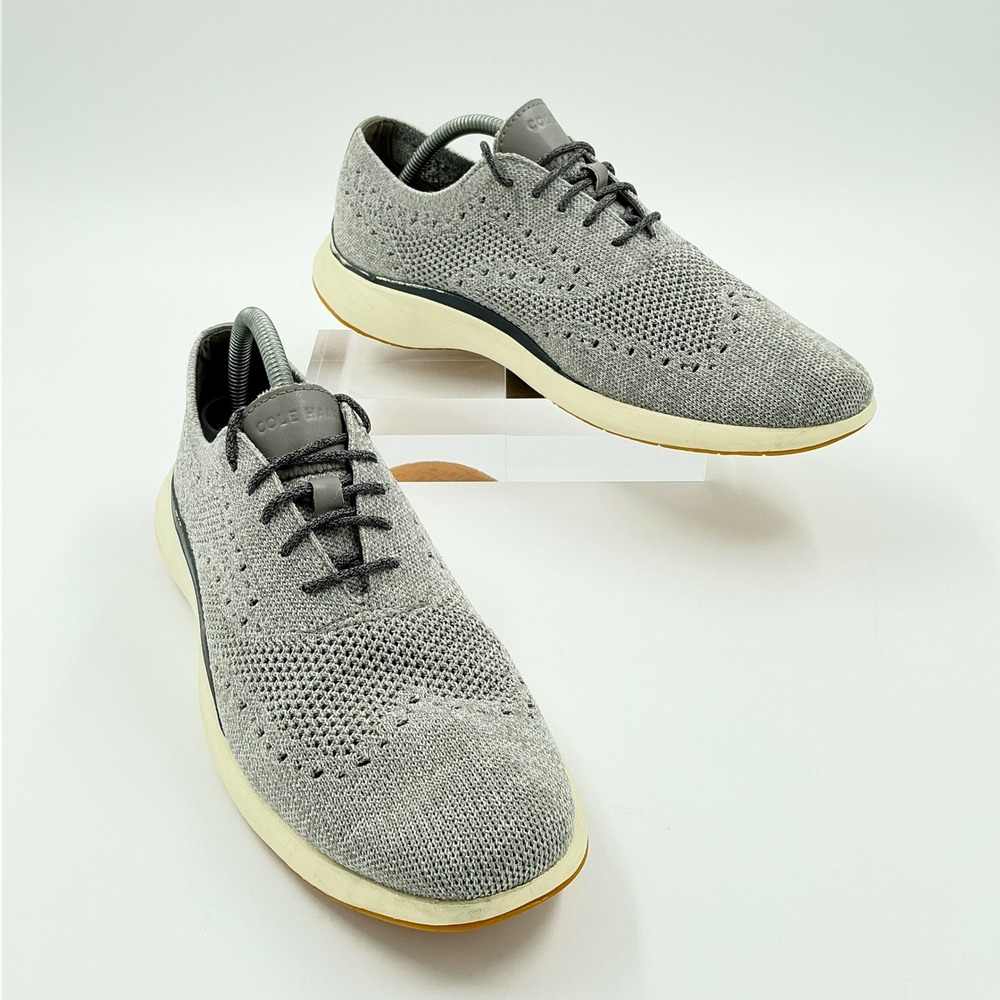 Cole Haan Size 10 Zerogrand Stitchlite Wingtip Oxford Gray Knit Mens Shoes Troy